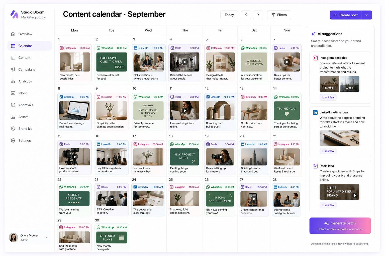 Braintion content calendar